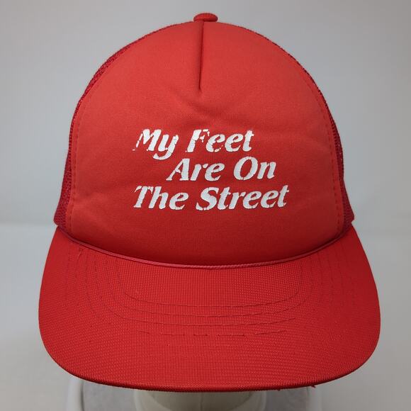 My Feet Are On The Street Snapback Rope Trucker Hat Red One Size Outdoor - Picture 2 of 9